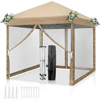 FALTPAVILLON 3x3 m mit Moskitonetzen Khaki - Olivgrün, Textil (300/245/300cm)