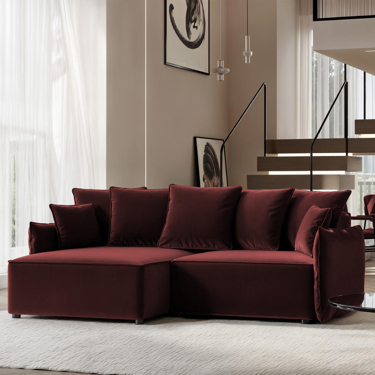 ECKSOFA LEON mit Schlaffunktion und Bettkasten Rot - Rot, Holzwerkstoff/Kunststoff (250/90cm) - Idohome