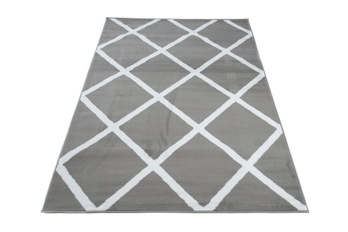 TEPPICH LUXURY Grau Geometrisch Karo Diamant 200/300 cm - Grau, Textil (200/300cm) - Tapiso