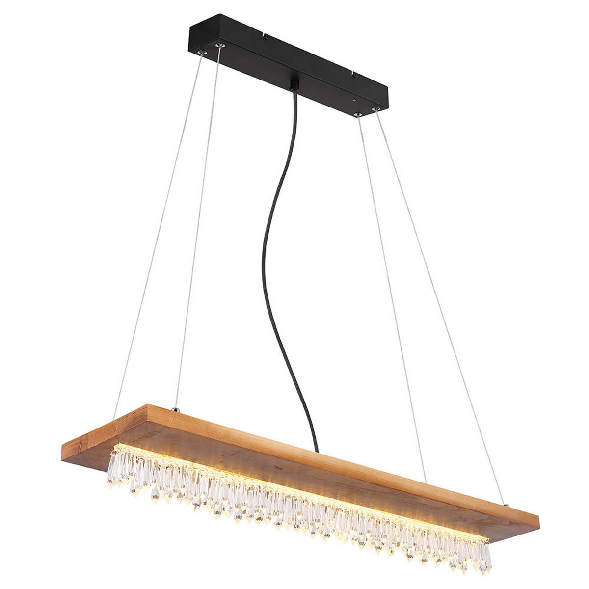 LED HÄNGELEUCHTE Holz Braun Kristalloptik - Braun, Holz (80/20/145cm) - Globo Lighting