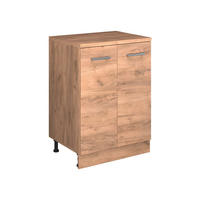 KUHINJSKA OMARA ZA POŠEVNE STREHE R-Line, Zlati hrast z močjo, 60 cm brez naklona z 2 vrati - medeni hrast, leseni material (60/83.8/46cm) - Vicco