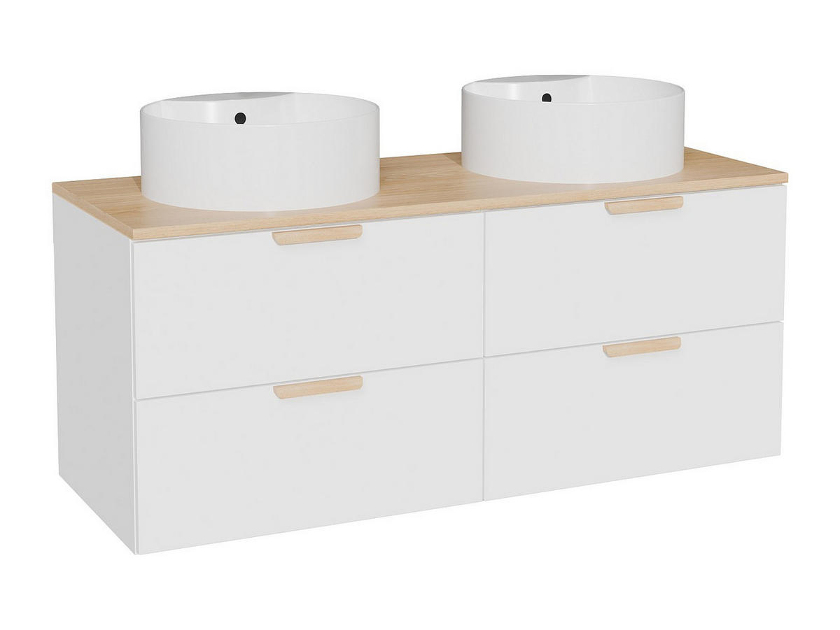 DOPPELWASCHTISCH - 120 cm x 46 cm - holz - weiß Avoreli - Weiß, Holz (120/50/46cm) - Vente-Unique