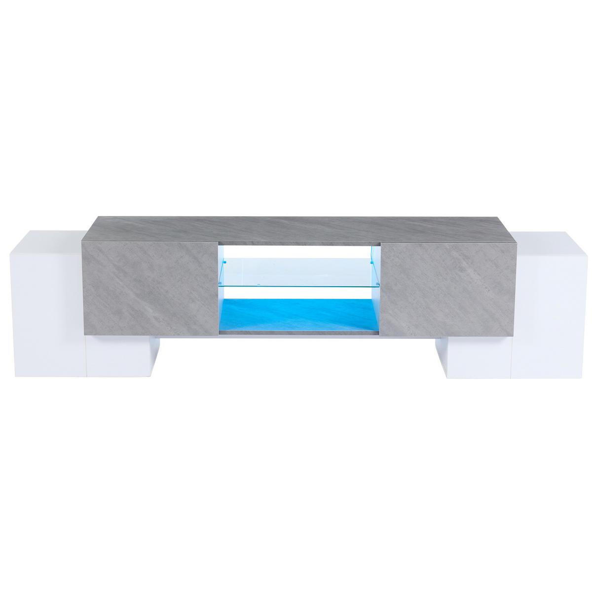 LOWBOARD 180/40/46.5 cm weiß/grau aus MDF mit LED-Lichtleiste - Weiß, Holzwerkstoff (40/46.5/180cm) - OKMYHOME