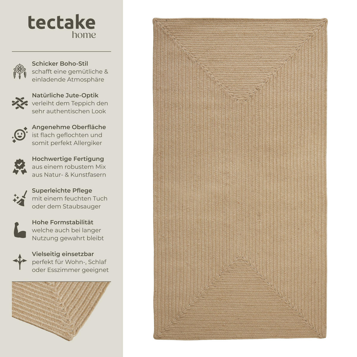 GEFLOCHTENER-TEPPICH Vibe,strapazierfähig und pflegeleicht,braun - Braun, Textil (80/150cm) - tectake