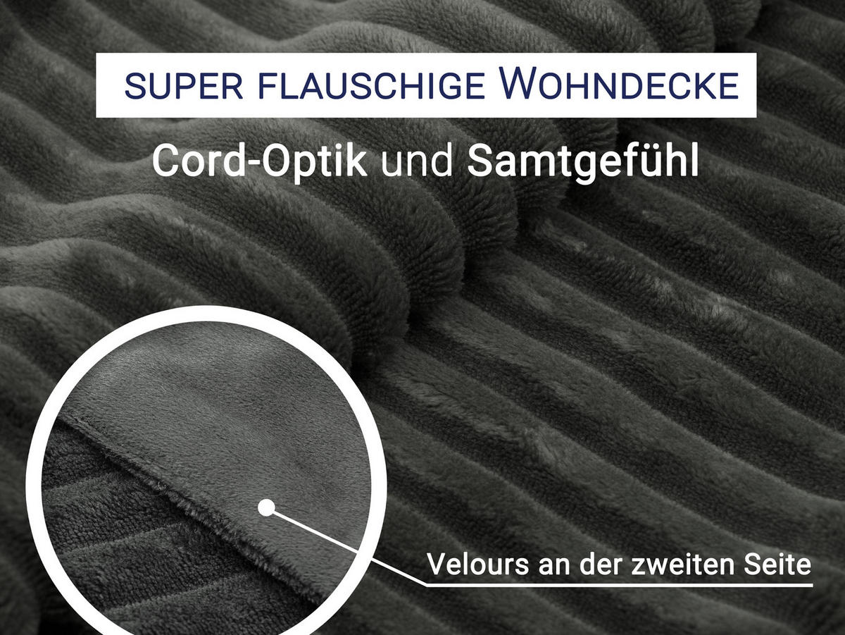 KUSCHELDECKE, 150 x 200 cm, 100% Polyester, Grau - Graphitfarben, Textil (150/200cm)