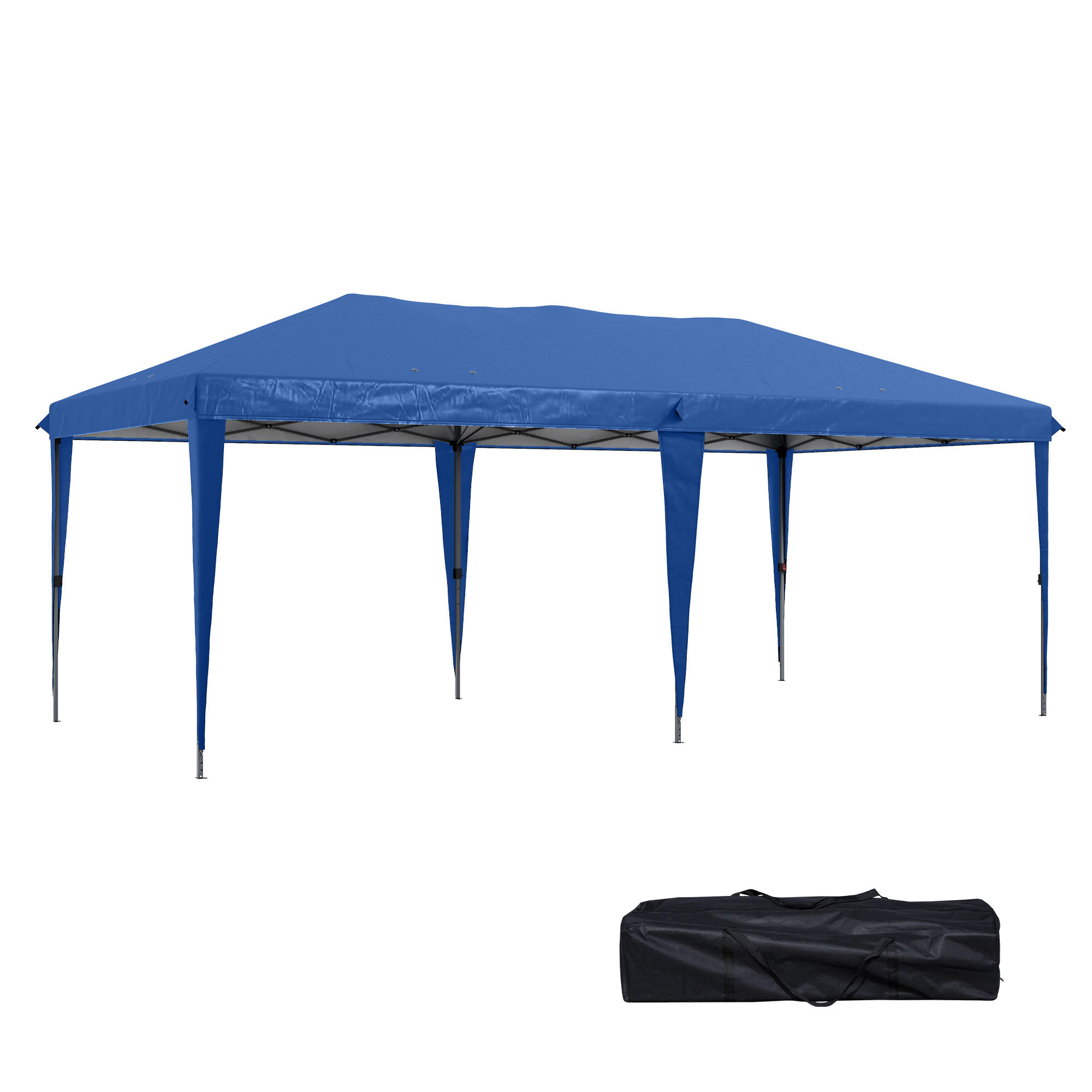 FALTPAVILLON, Cremeweiß, Stahl, Oxford-Stoff - Blau, Metall (295/265/585cm) - Outsunny