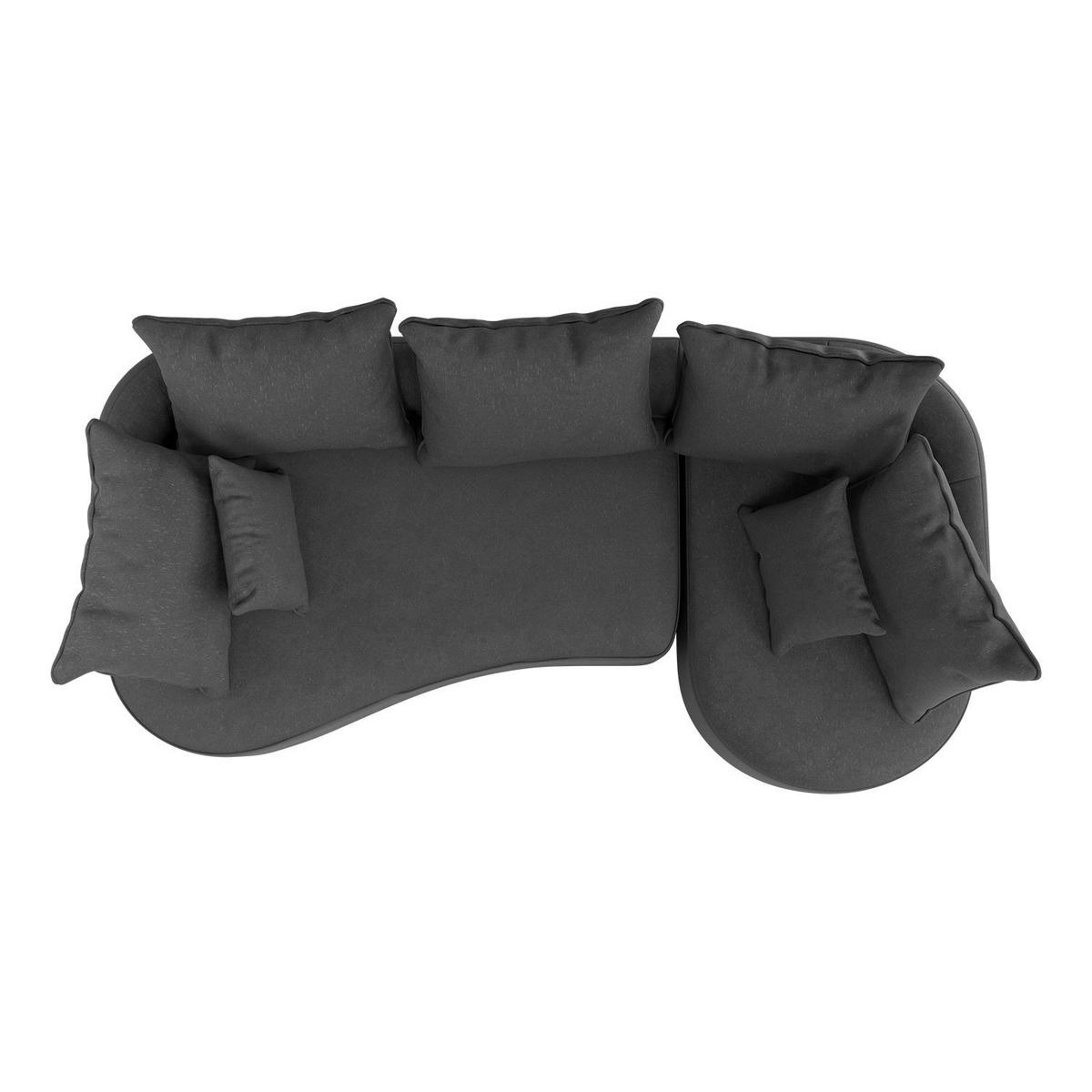 SOFA Tirano Samt Dunkelgrau mit Ottomane rechts - Dunkelgrau, Textil (300/102cm) - Juskys