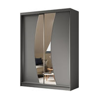 SCHWEBETÜRENSCHRANK VOCE 160/216/61 cm 2-türig mit Spiegel Grau - Grau, Holzwerkstoff (160/216/61cm) - MASSENO