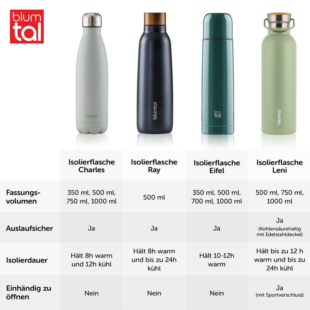TRINKFLASCHE Leni 1000 ml, inkl. Teesieb und Sportdeckel - Hellgrün, Metall (1L) - Blumtal