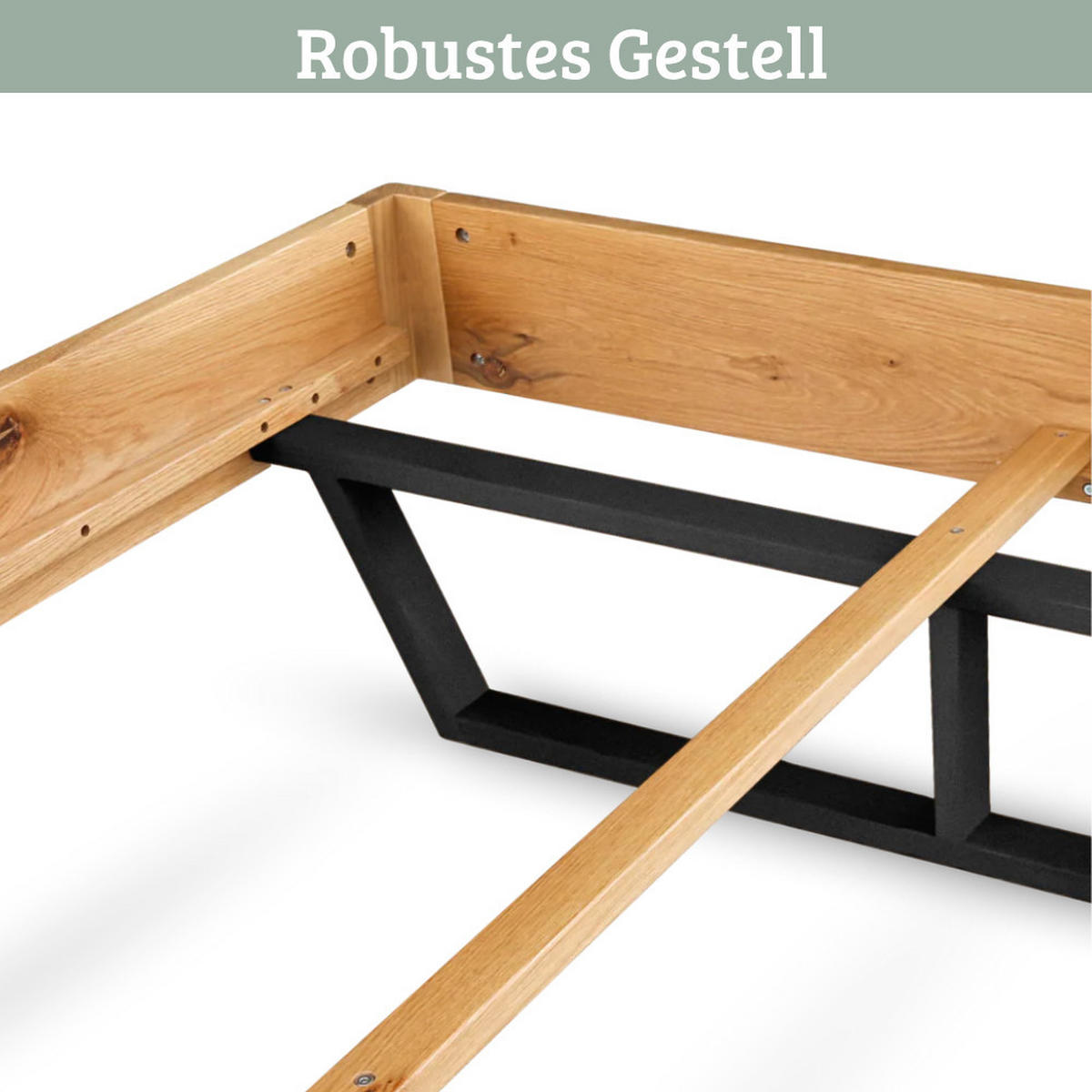 MASSIVHOLZBETT 200x200 cm KEILO Eichenholz Bettrahmen Metallkufen - Braun, Holz (200/200cm) - DELUKE