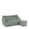 SITZSACK Chenille-Sofa icon Cecilia und Fußhocker-Sitzsack Milano im 2-teiligen Set, salbeigrün - Salbeigrün, Kunststoff/Textil (160/70/93cm) - icon