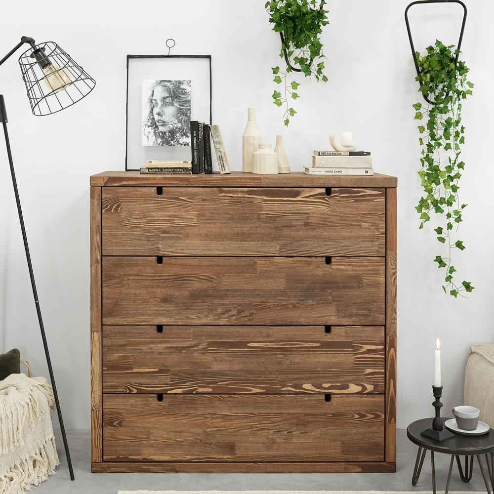 KOMMODE aus Massivholz MARIKA 4 - Dunkelbraun, Holz (112/40/112cm) - Seart