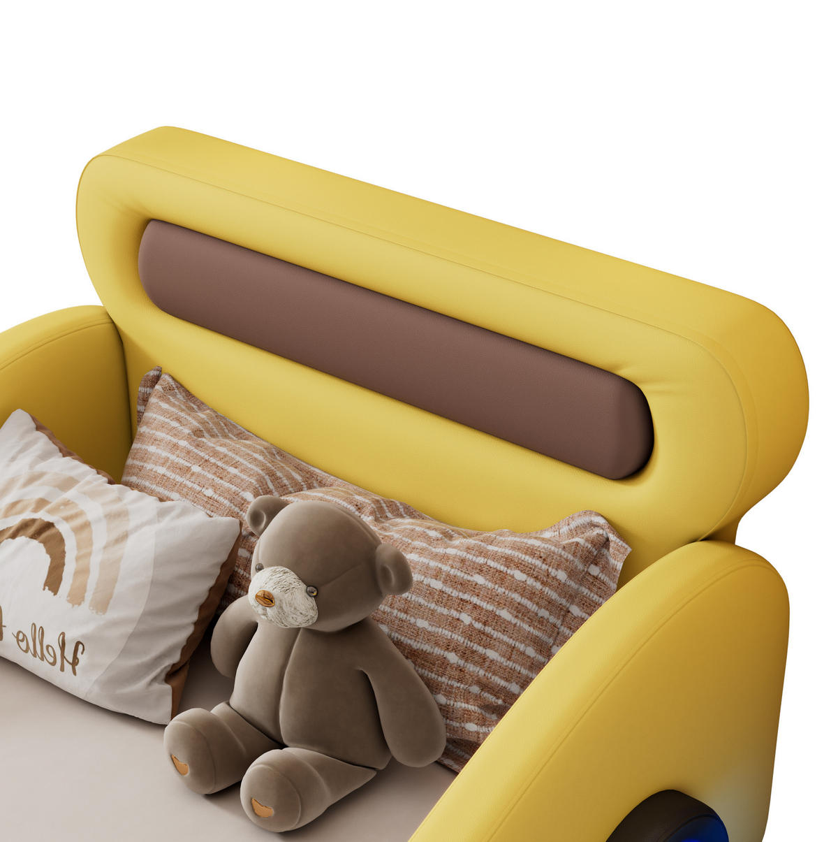 KINDERBETT 90/200 cm in Gelb mit LED-Beleuchtung und Stauraum im Autodesign - Gelb, Kunststoff (90/200cm) - Flora Grace