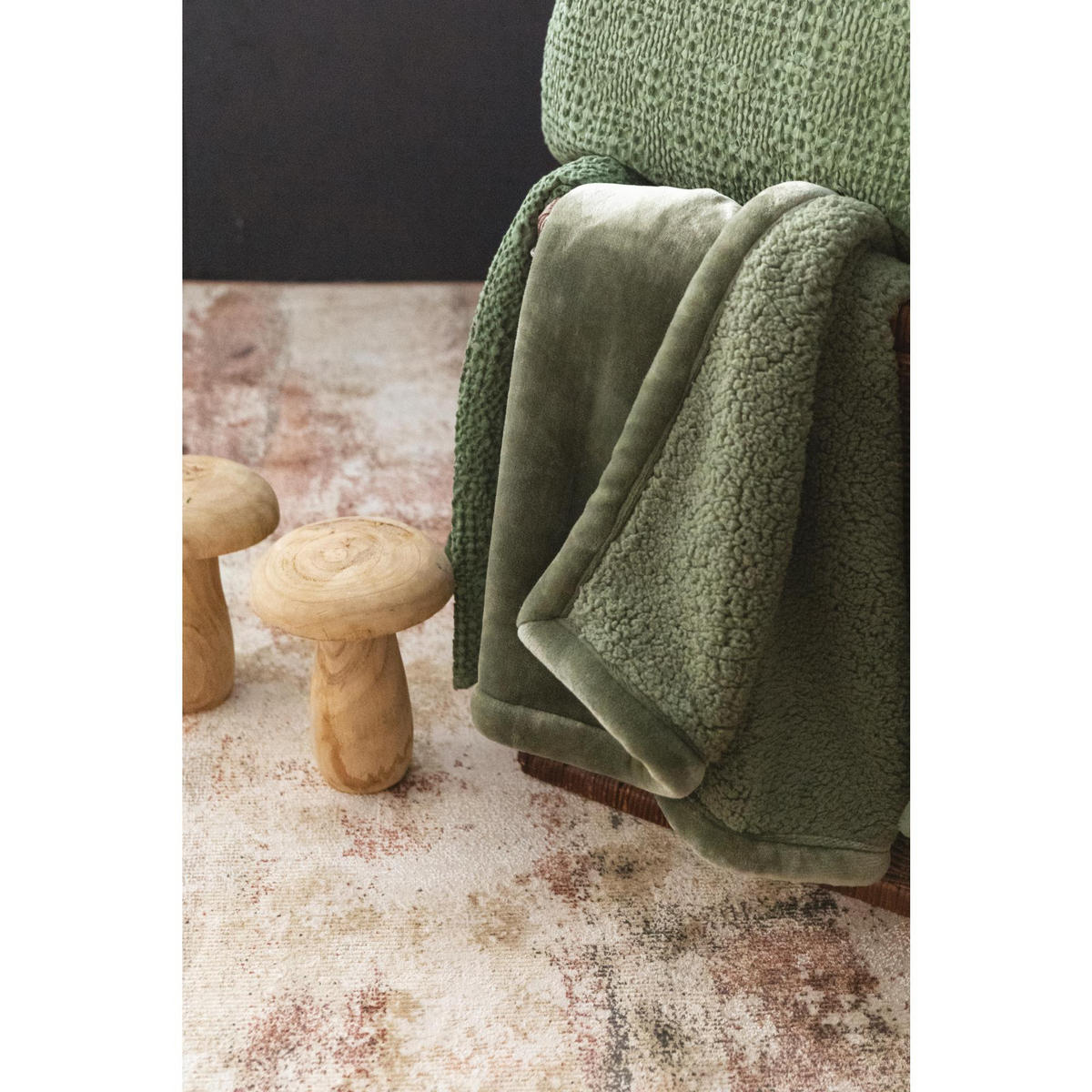 MAXI-DECKE Michka mandelgrün 180 x 220 cm - Salbeigrün, Textil (180/220cm) - Vivaraise