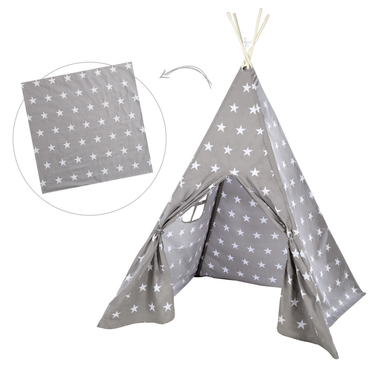 SPIELZELT 'Sterne' - Grau, Textil (115/156/115cm) - Roba