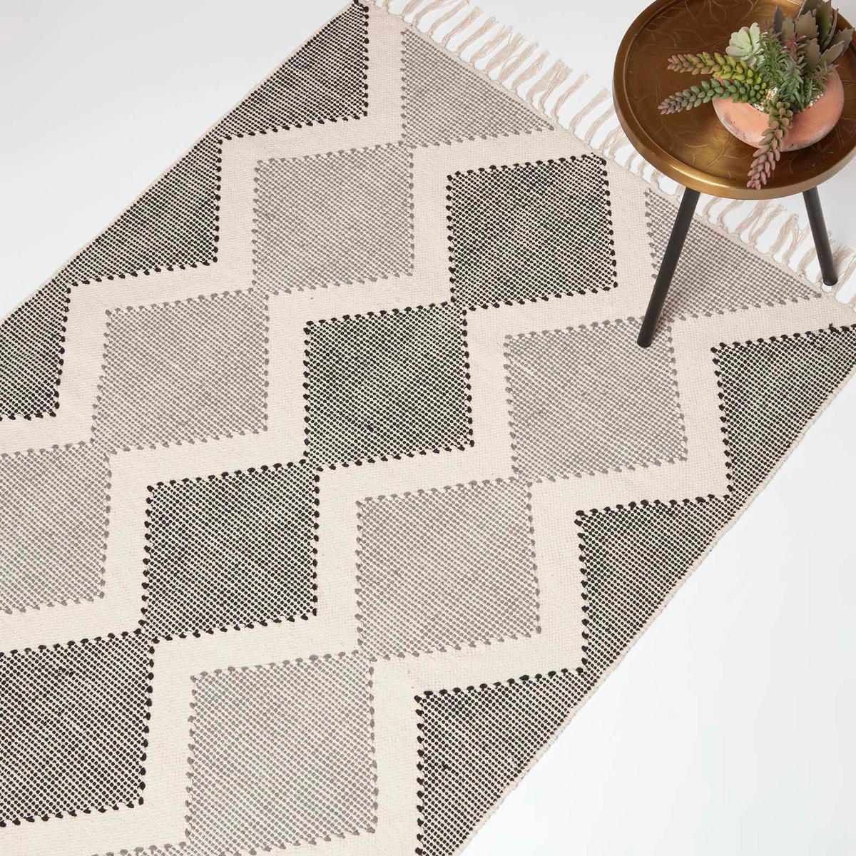 HANDWEBTEPPICH Malmö geometrisch gemustert 90/150 cm - Grau, Textil (90/150cm) - Homescapes