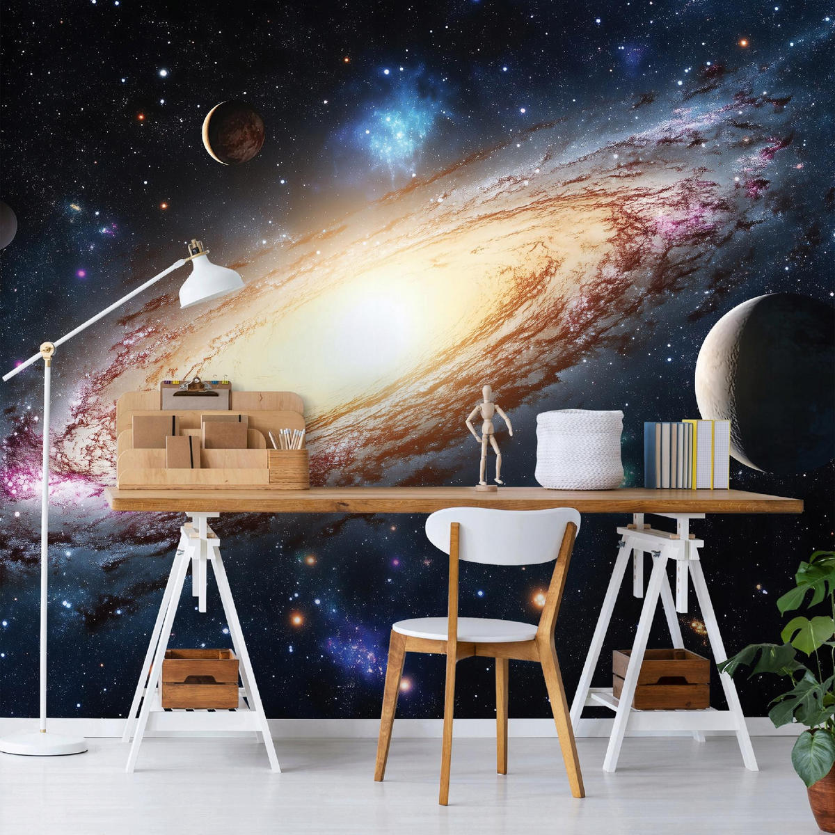 FOTOTAPETE Kinderzimmer Galaxie Kosmos Kindertapete 200x140 - Multicolor, Papier (200/140cm) - Wallarena