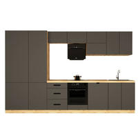KÜCHENZEILE 360 cm - Langen KL19-M360 - in Grau / Matt - Schwarz/Grau, Holz/Metall (360/212/58cm)
