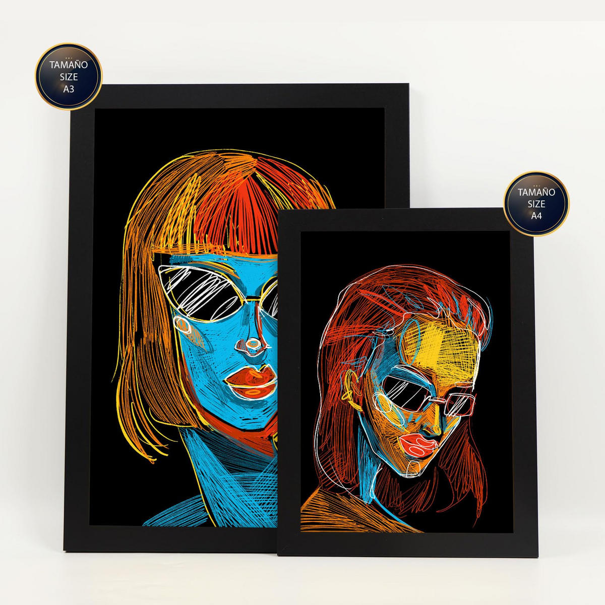 POSTER Set Mit 6 Schönheitstöne 3 In Weibliche Zusammenfassung Ästhetische Dekorative Gemälde Für Ihr Wohnzimmer Zuhause A3 & A4 Schwarzer Rahmen - Schwarz, Papier (29/3cm) - Nacnic
