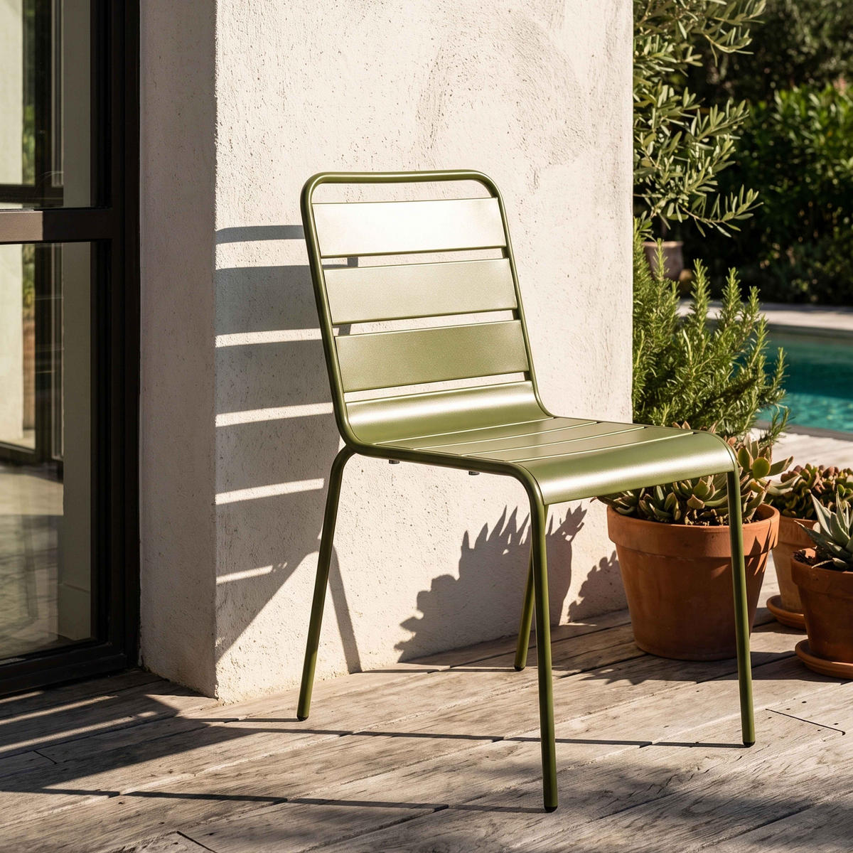 GARTENSTUHL, Khakigrün - Grün, Metall (42/83/53cm) - Oviala
