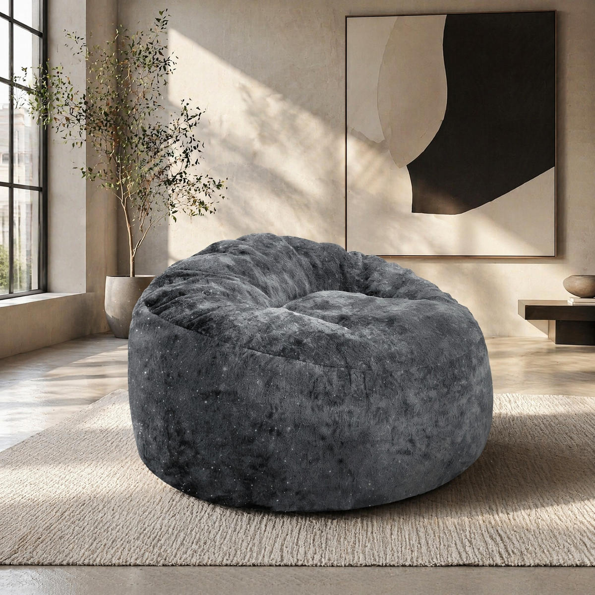 SITZSACKSESSEL mit hoher Rückenlehne Grau - Grau, Kunststoff (103/65/103cm) - Beauniv