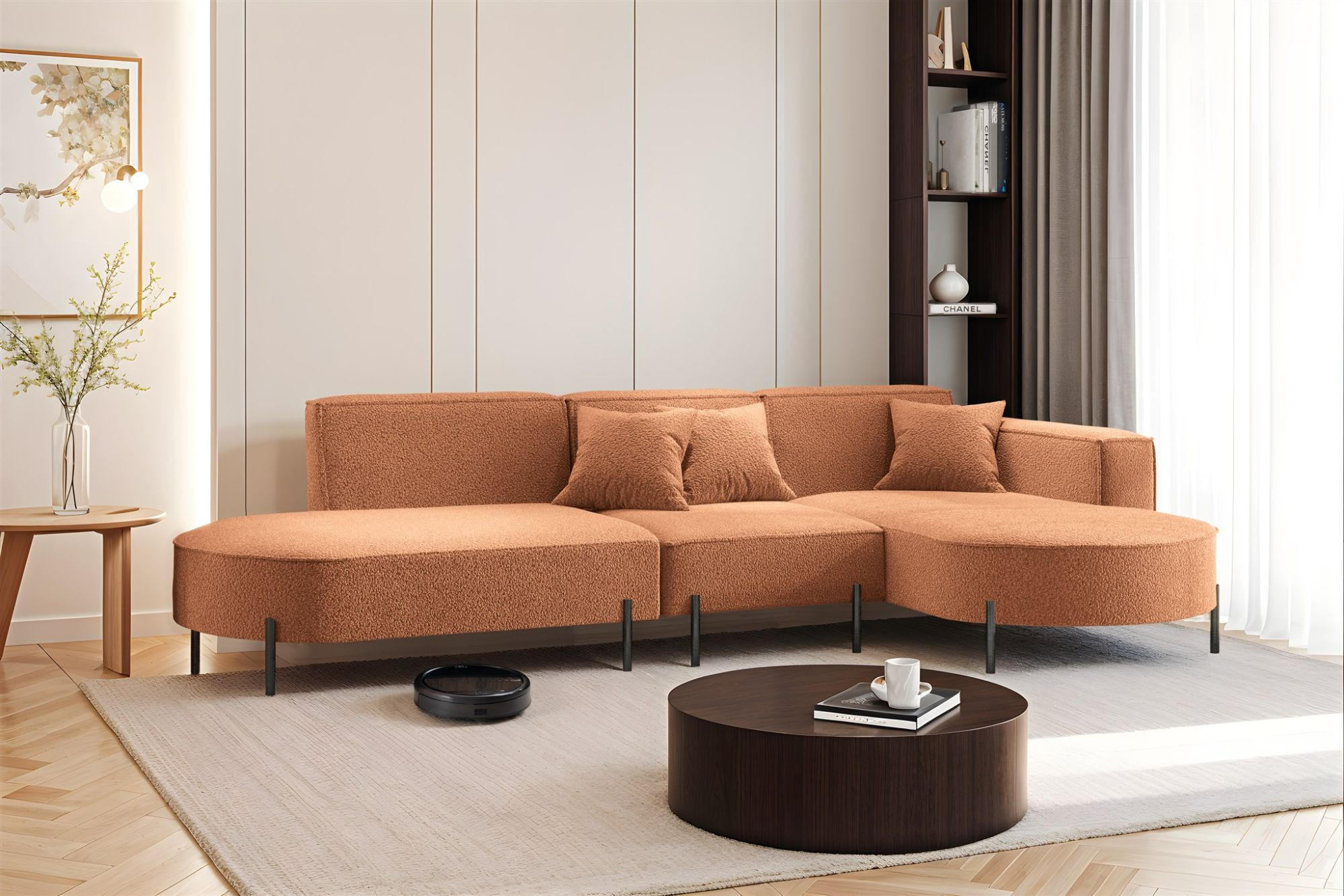 ECKSOFA Valencia - Kupferfarben, Holzwerkstoff/Textil (321/165cm) - Fun Möbel