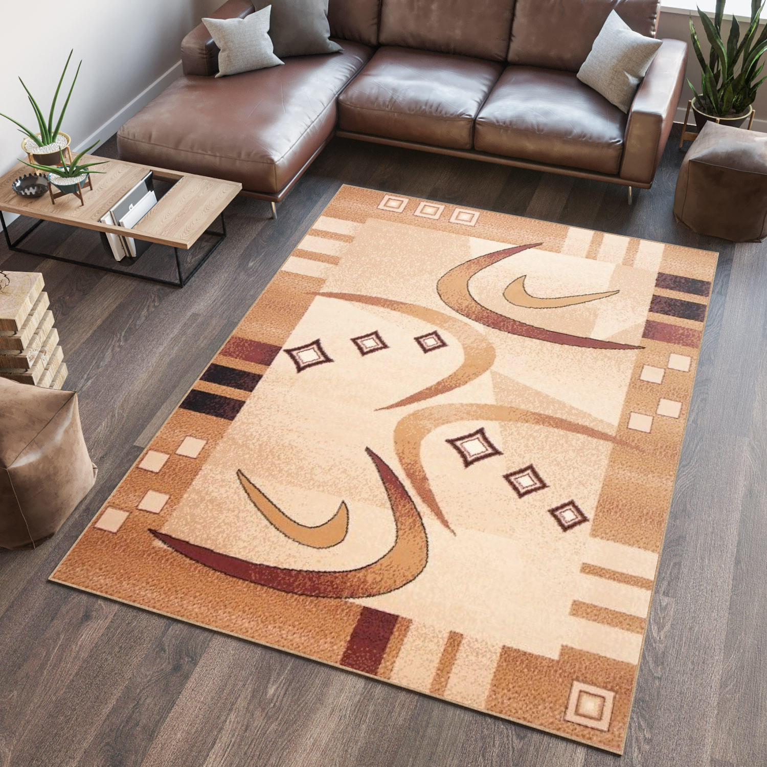 TEPPICH ATLAS Beige Hellbraun 100/200 cm - Hellbraun/Beige, Textil (100/200cm) - Tapiso