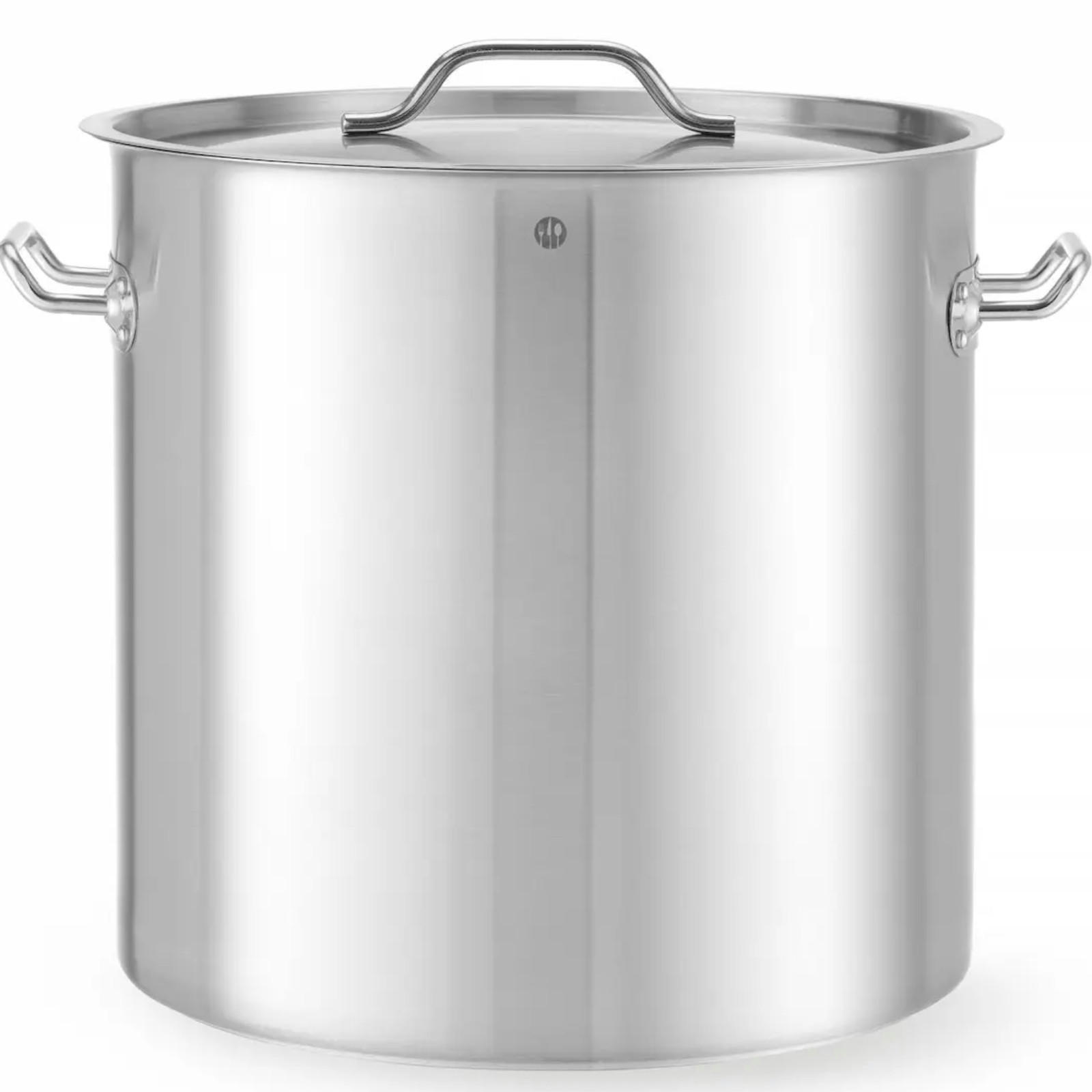 BUDGET Line Topf mit Deckel, 50 l Durchmesser 400 x 400 mm (Höhe) - Hendi 834701 - Schwarz/Weiß, Metall (25/30/25cm) - Hendi