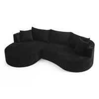 ECKSOFA DE-34614 mit Chaiselongue links Schwarz - Schwarz, Textil (168/264cm) - ComfortXL
