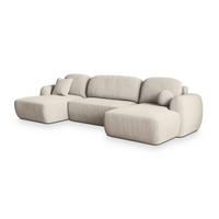 ROHOVÁ SEDAČKA SAVONA krémová - černá/krémová, dřevo/textil (320/148cm) - MASSENO