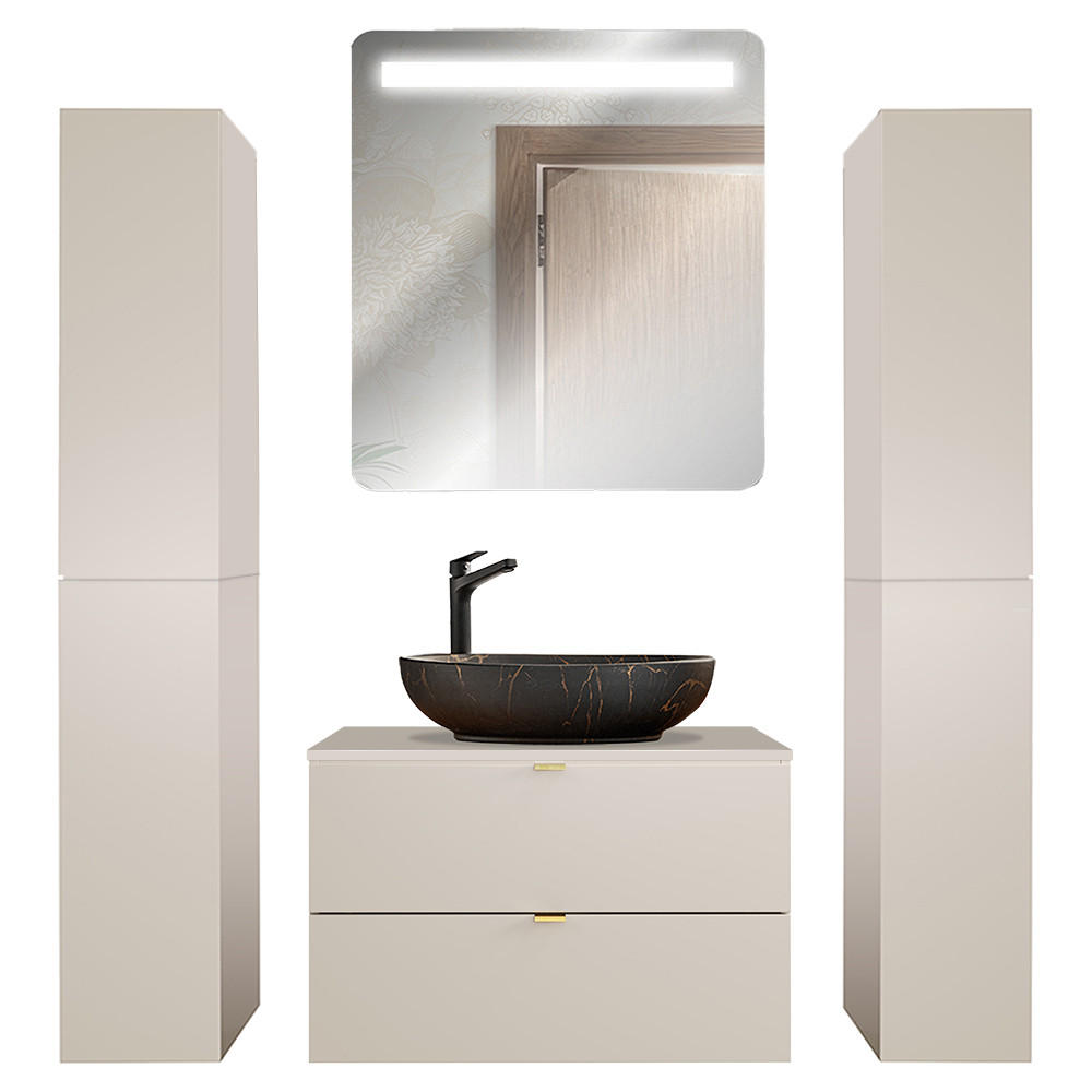 BADMÖBEL-SET 4-TLG. Durango-56 - Beige, Holzwerkstoff (170/200/47cm) - Lomado