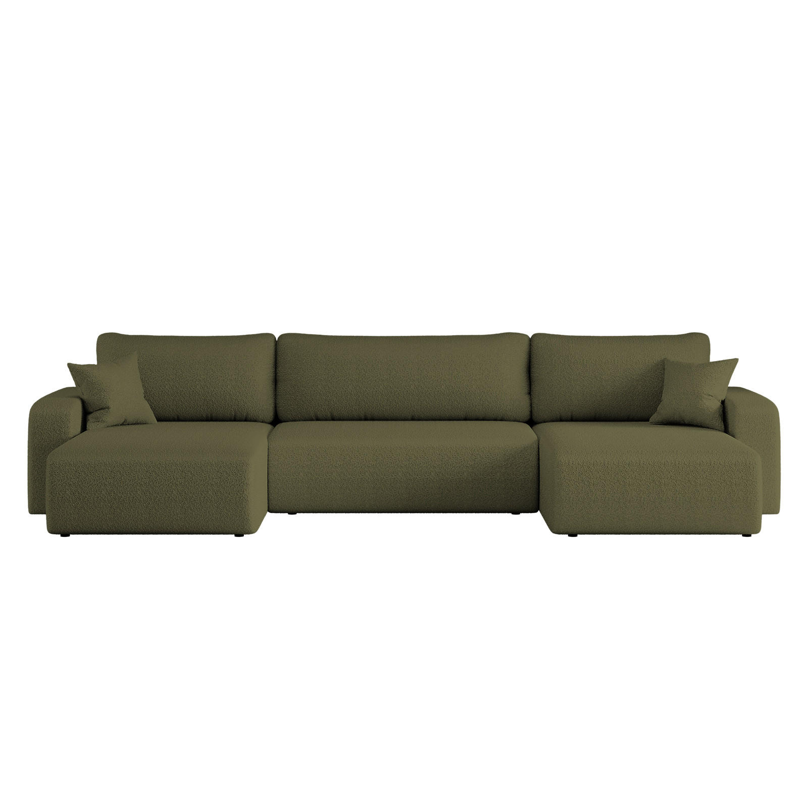ECKSOFA U-Form Mit Schlaffunktion Und Bettkasten MILANO Stoff Olive - Olivgrün, Holz (312/145cm) - Kaiser Möbel