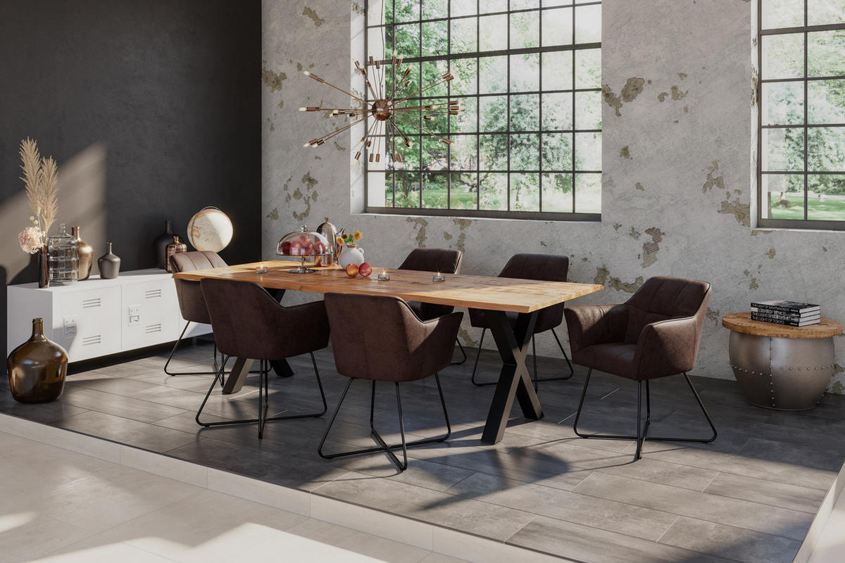 ESSTISCH DORA X - Beige/Schwarz, Holz/Metall (90/180/77cm) - SAM