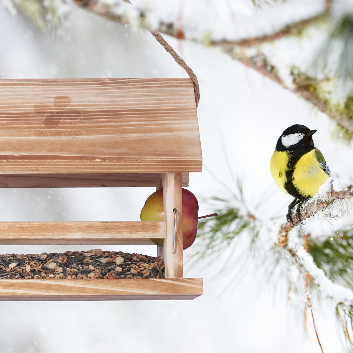 VOGELFUTTERHAUS - Hellbraun, Holz/Kunststoff (31/24/20cm) - Relaxdays
