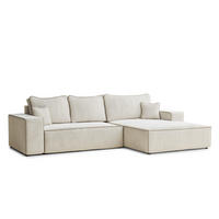 ECKSOFA MIT SCHLAFFUNKTION Modo Beige Chenille-Stoff - Rechts Seite - Ecru/Beige, Holz/Holzwerkstoff (294/185cm) - Maison de Reve