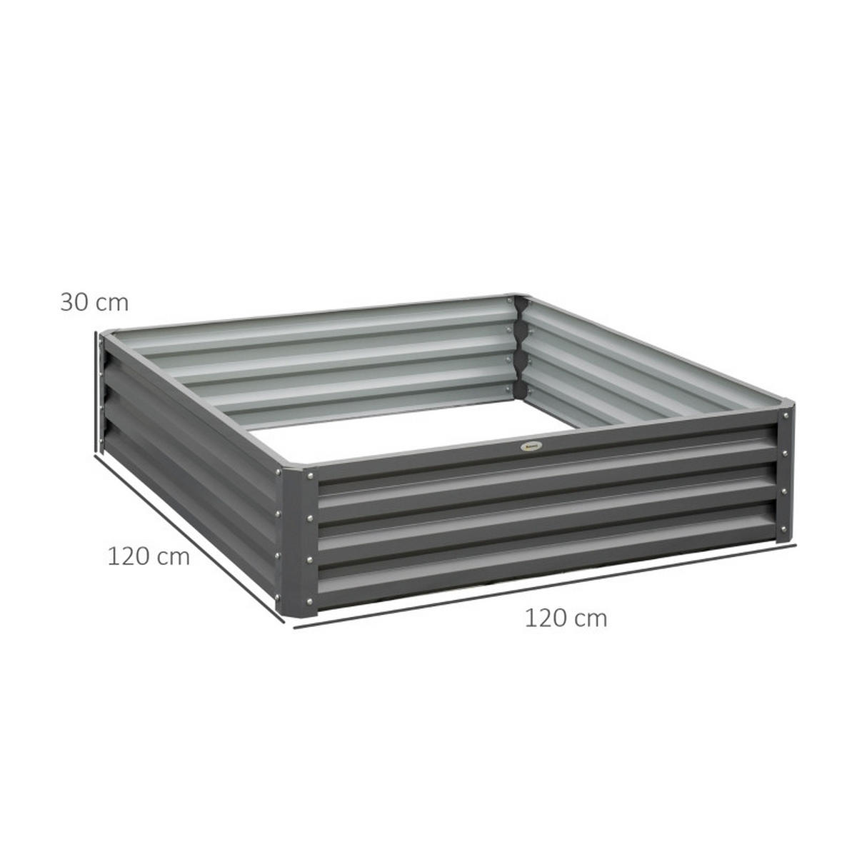 HOCHBEET 120/120//30 cm Hellgrau (ohne Boden) - Hellgrau, Metall (120/30/120cm) - Oxeza