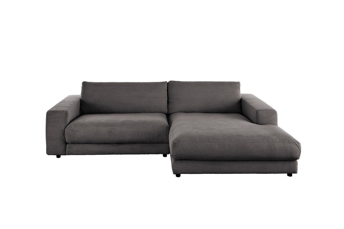 ECKSOFA MADELINE Grau Cord - Schwarz/Grau, Kunststoff/Textil (270/190cm) - KAWOLA