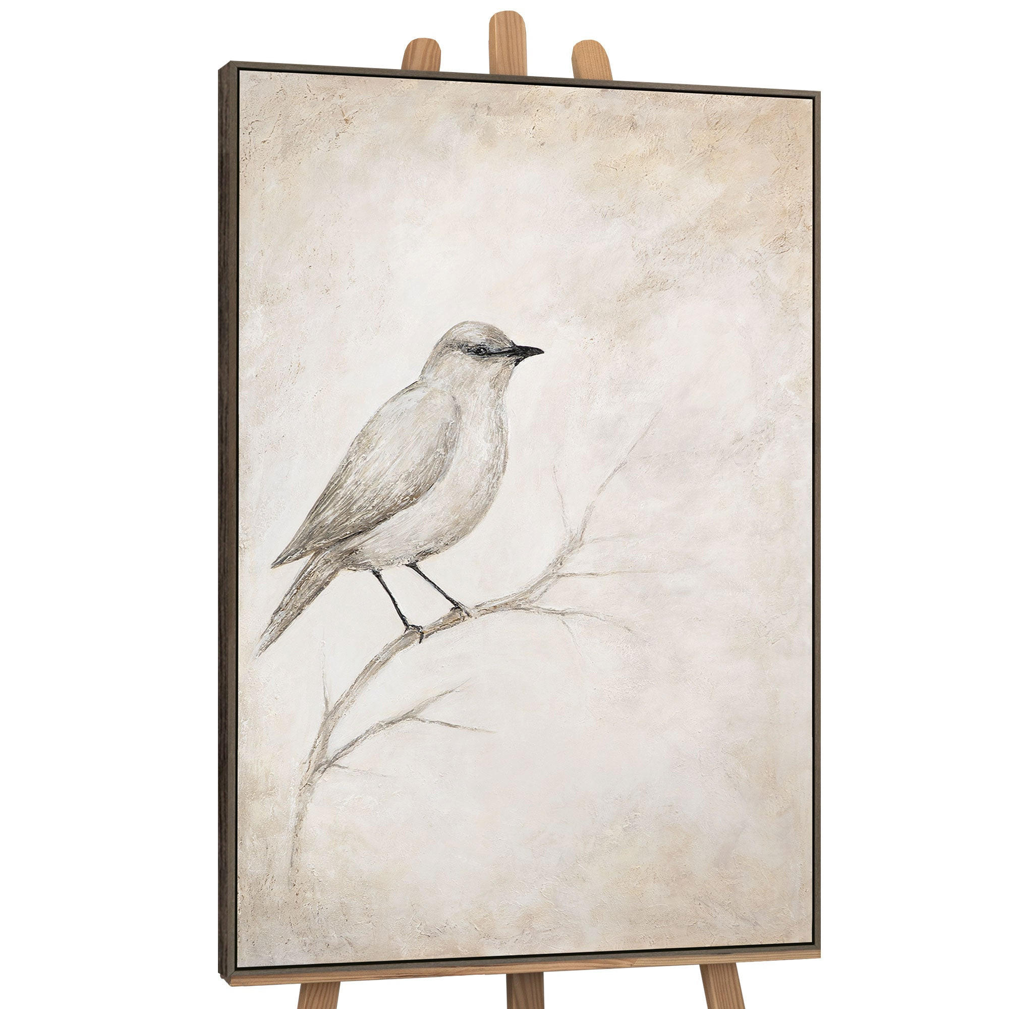 GEMÄLDE Singende Pause Schattenfugenrahmen Grau 140x100 cm - Grau, Holz (140/100cm) - YS-art gallery
