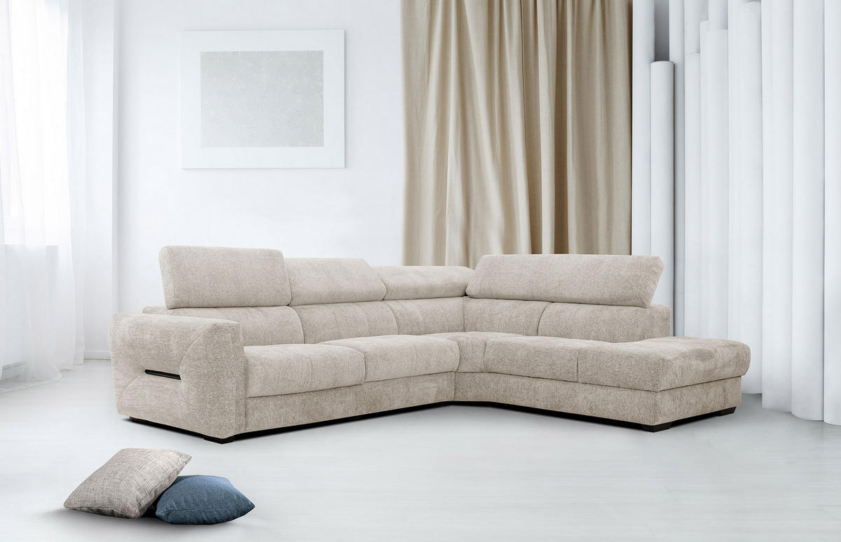 ECKSOFA CALVERA 5-Sitzer, ecru - Ecru, Holzwerkstoff/Textil (298/239cm) - Courtois Laville