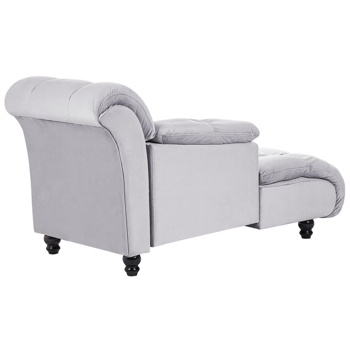 CHAISELONGUE Samtstoff hellgrau rechtsseitig Lormont - Grau, Textil (141/76/70cm) - Beliani