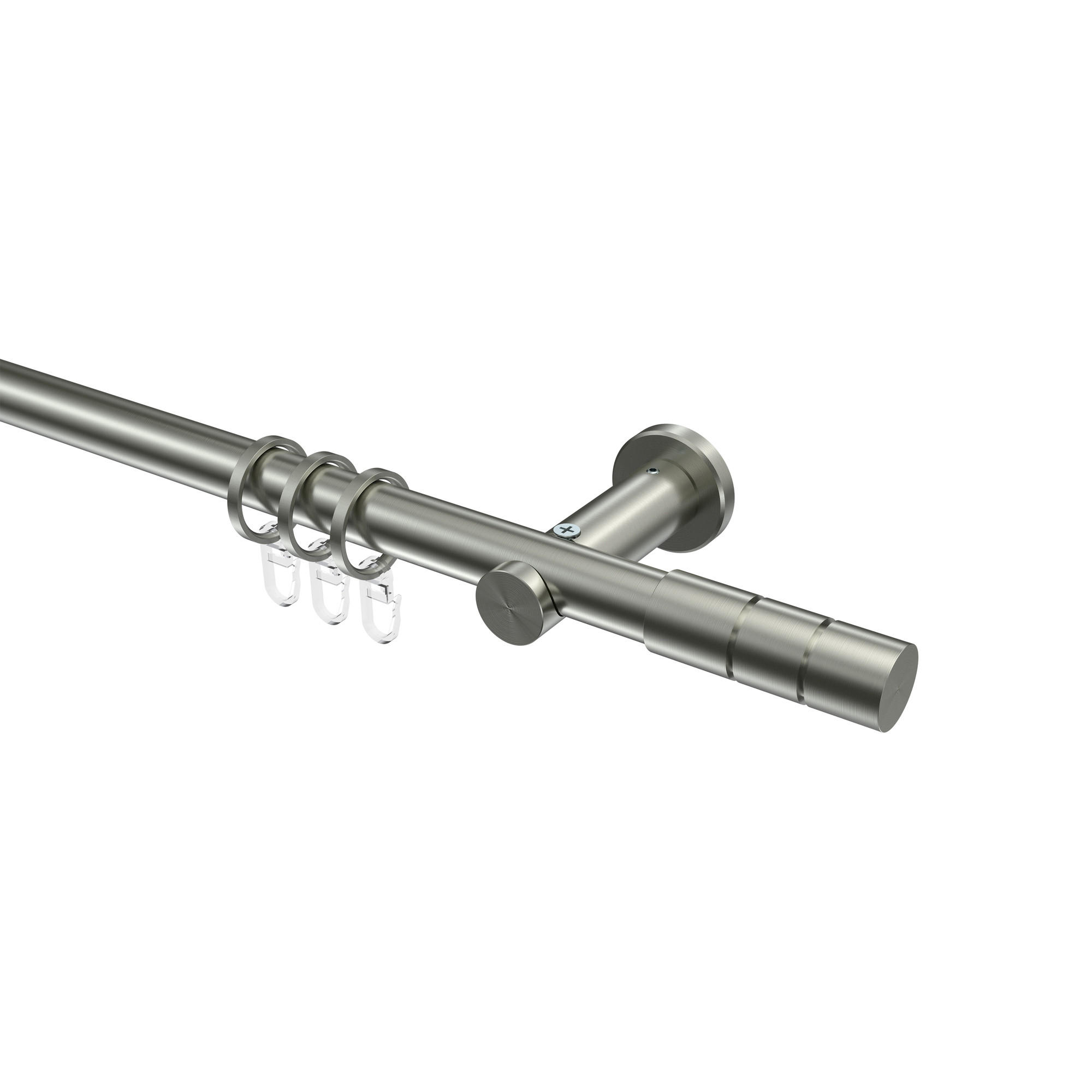 GARDINENSTANGEN-SET Platon Elanto 160 cm, 1-läufig, 20 mm Ø Edelstahl-Optik - Edelstahlfarben, Metall (160cm) - INTERDECO