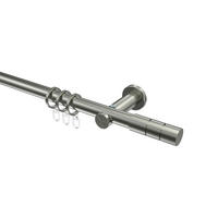 GARDINENSTANGEN-SET Platon Elanto 120 cm, 1-läufig, 20 mm Ø Edelstahl-Optik - Edelstahlfarben, Metall (120cm) - INTERDECO