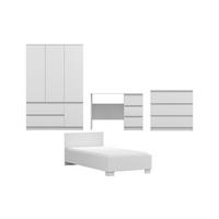 JUGENDZIMMER-SET SIMO E 4-teilig in Weiß - Weiß, Holzwerkstoff (414/180/96cm) - Deine Möbel 24
