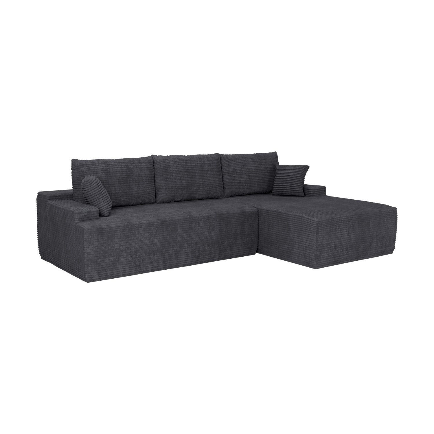 SOFA Coredo dunkelgrau Cord - Dunkelgrau, Textil (250/155cm) - Juskys