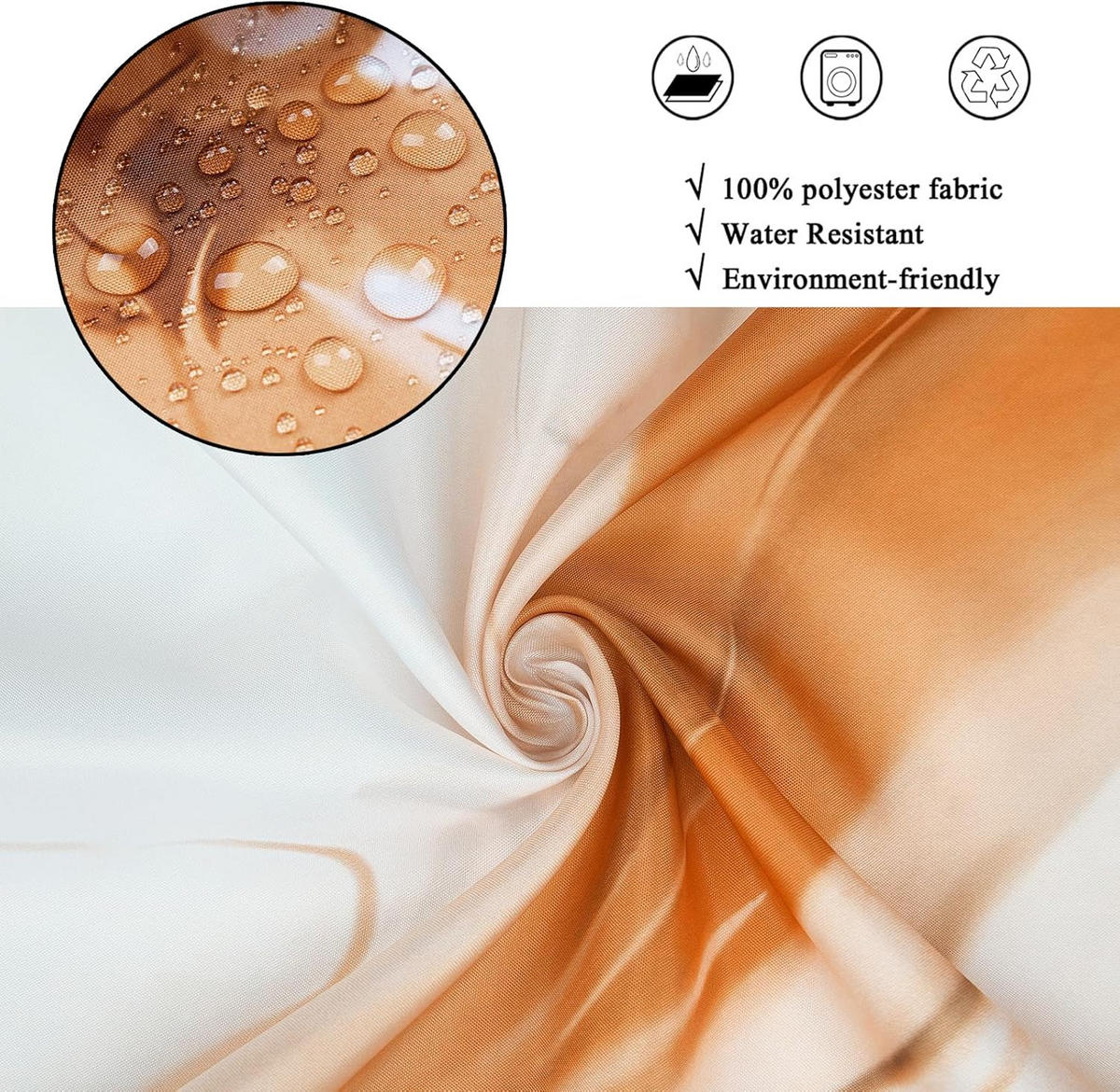 DUSCHVORHANG Aquarell Marmor 180 x 180 cm - Orange, Textil (180/180cm) - Kaket