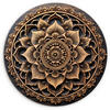WANDBILD Mandala - Holz - Blumen - Braun 140x140 cm - Gelb, Kunststoff (140/140cm) - MuchoWow