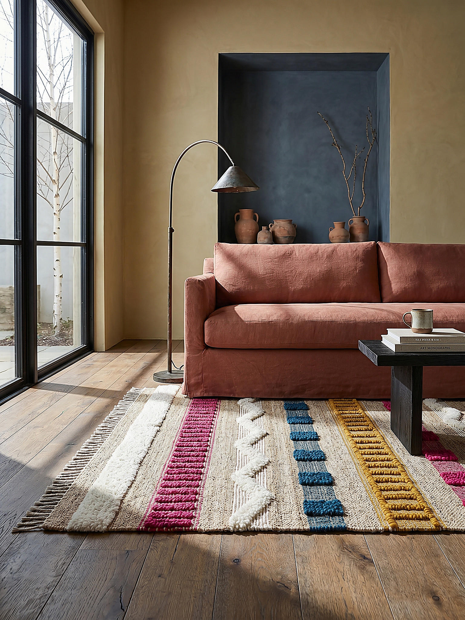 TEPPICH Hoch-Tief Struktur Gestreift, Ethno-Stil, mit Fransen wendbar, Esszimmer Natur-Multicolor Rechteckig 160x230 - Multicolor, Textil (160/230cm) - KADIMA DESIGN