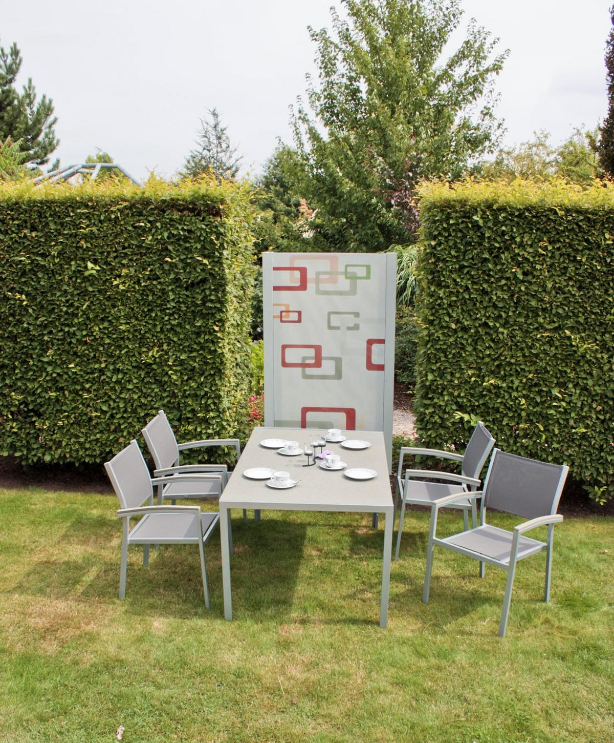 GARTEN-SITZGRUPPE Julia 5-teilig Gartenmöbel-Set - Grau, Kunststoff - DELUKE