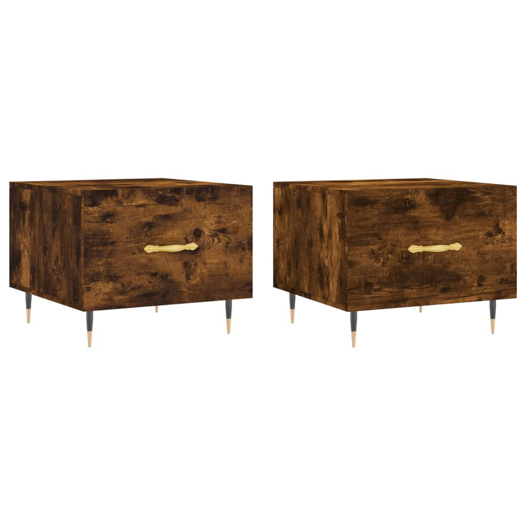 COUCHTISCHE 2 Stk. Räuchereiche 50x50x40 cm Holzwerkstoff - Braun, Holzwerkstoff (50/50/40cm) - furnicato