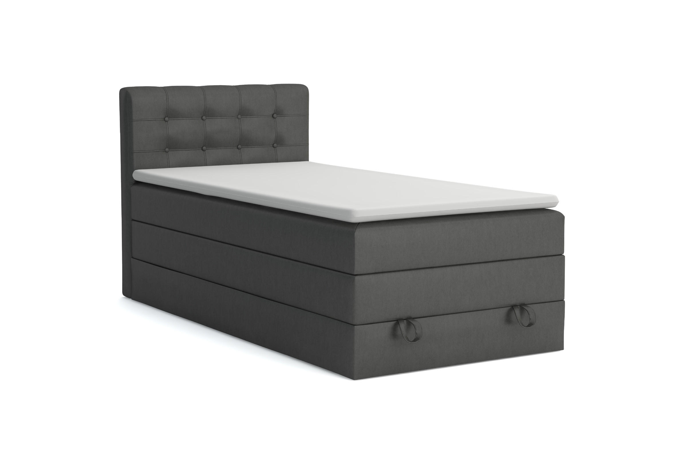 BOXSPRINGBETT JUNG 1 100/200 Velours Anthrazit mit Matratzen H3 + H4 - Anthrazit, Holz/Holzwerkstoff (100/200cm) - Deine Möbel 24